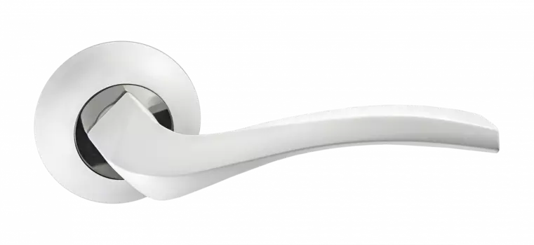 Ручка дверная "Карпаччо", мат. суп. бел./хром блест. 518-08 MSW/CP