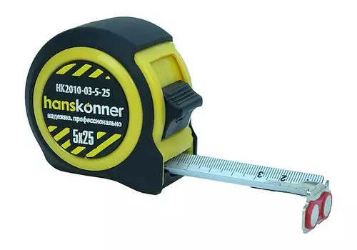 Рулетка 5x25мм Hanskonner HK2010-03-5-25, 2 стопа