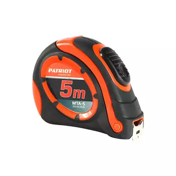 Рулетка Patriot MTA-5 5м автостоп, ударопрочный корпус, обрезиненная