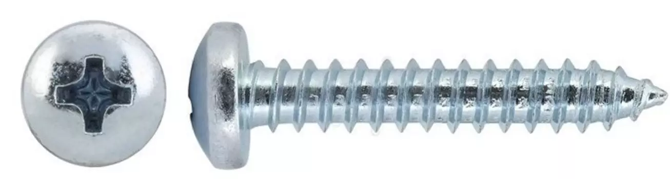 Саморез 3.5х16 мм самонарезающий, с цилиндрической головкой и сферой DIN7981, Zn, 20 шт