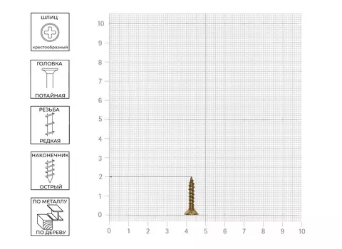 Саморез 3,5х20 жёлтый цинк, 30шт