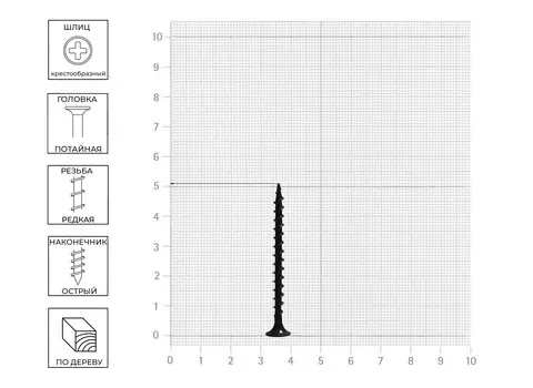 Саморез 3,5х51 потайная головка, редкий шаг, 140шт