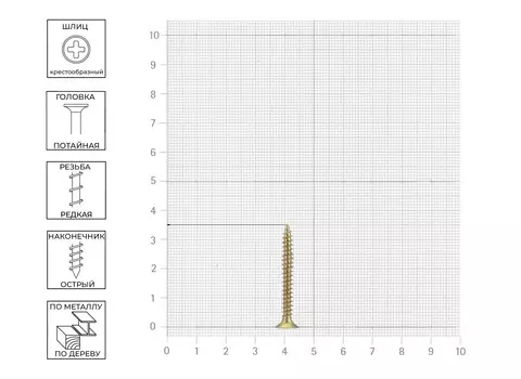 Саморез 4,0х35 жёлтый цинк, 17шт
