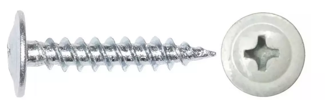 Саморез 4.2*16 мм по металлу, с пресс-шайбой, белый, острый, 60 шт