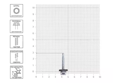 Саморез кровельный 4,8х29 цинк, 150 шт