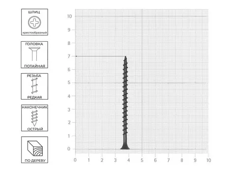 Саморез КРУТ/НЛМК 4,2х70мм, редкий шаг, 400шт