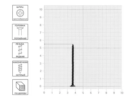 Саморез Tech-Krep 3,8х55 мм для ГК по дереву, 13 шт