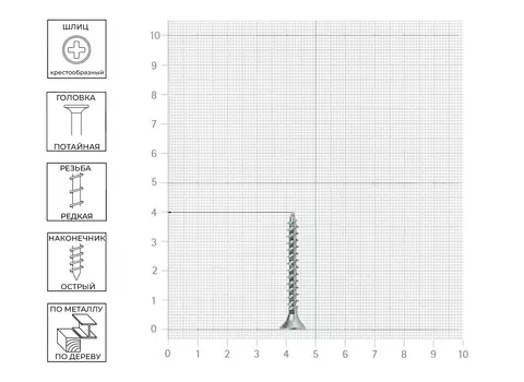 Саморез Tech-Krep универсальный 4,5х40 мм оцинкованный, 200шт