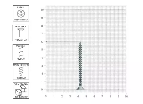 Саморез Tech-Krep универсальный 5х60 мм оцинкованный, 100шт