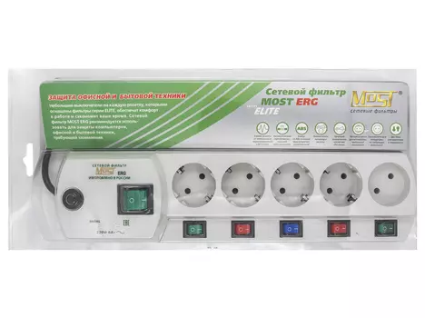 Сетевой фильтр MOST ЕRG Elite 5 гнезд 3 м белый