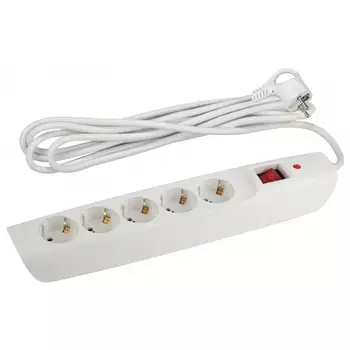 Сетевой фильтр SFX-5es-4m-W ЭРА (белый) с заземл, 10A, с выкл, 5гн, 4м (10/140)