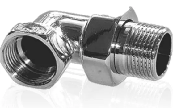 Сгон угловой (американка угловая) 1/2" внутренняя/наружная резьба для полотенцесушителя, хром