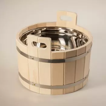 Шайка с нержавеющей вставкой + упаковка в термопленку 15л.