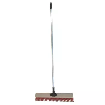 Щетка тротуарная 280 мм деревянная колодка, пластиковая державка с алюминиевым черенком 1100