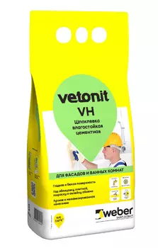 Шпаклевка Vetonit VH белая, влагостойкая цементная, 5 кг
