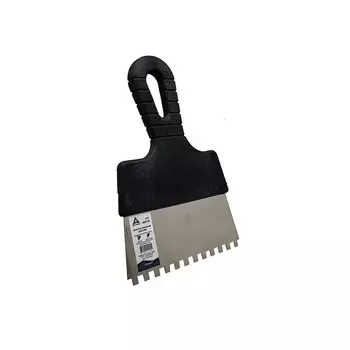 Шпатель зубчатый для клея, нержавеющей сталь, Делтаролл, 150 мм зуб 6х6 мм