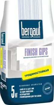 Шпатлевка тонкослойная Bergauf Finish Gips гипсовая, 5кг