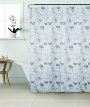 Штора для ванной 180х200см ODE, белый/сиреневый, полиэстер SWC-90-67