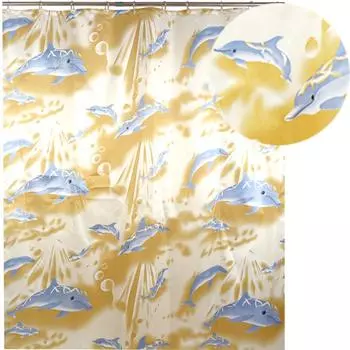 Штора для ванной полиэстр Песочные дельфины арт.020А-04