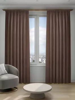 Штора готовая портьера канвас Софи 200х280 цвет коричневый