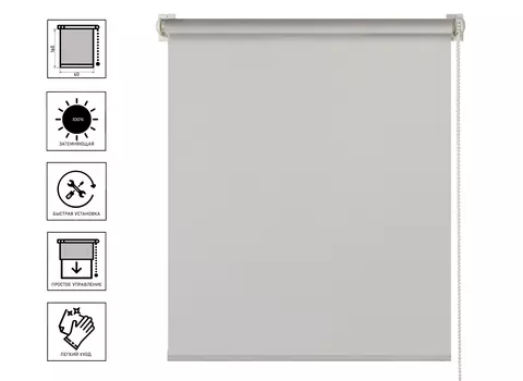 Штора рулонная блекаут Dublin 60х160см цвет серый