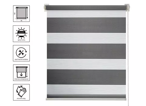 Штора рулонная День-Ночь Баланс 78х160 см, темно-серый