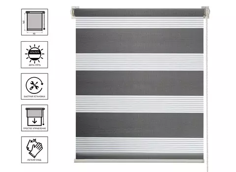 Штора рулонная День-Ночь Баланс 90х160 см темно-серый