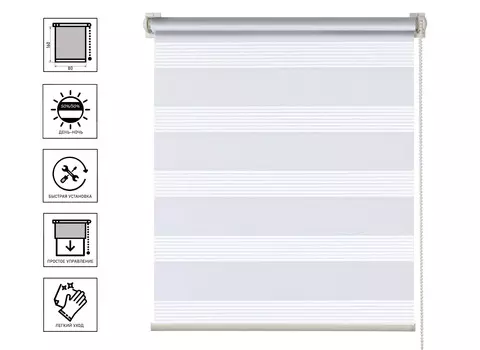 Штора рулонная день-ночь Бейс белый 80x160 см