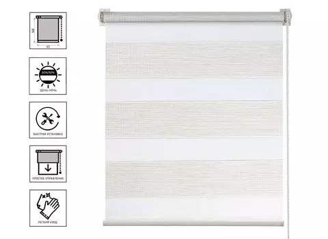 Штора рулонная День-Ночь Вудэн 43х160 см, белый