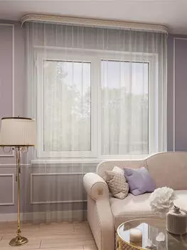 Штора тюль Грек 300х260 см с утяжелителем, сливочный