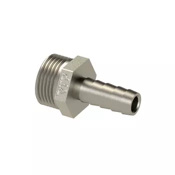 Штуцер для шланга, латунь, наружная резьба 10х1/2", никель, RTP