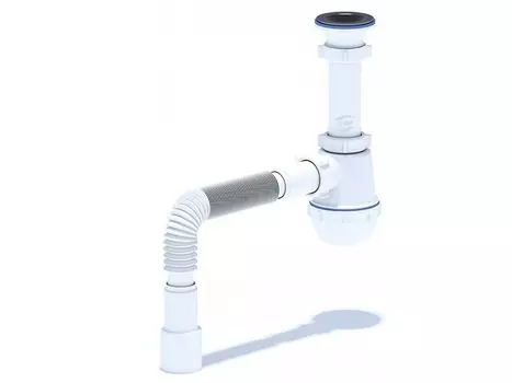 Сифон 11/2"х40 нерж выпуск с гибкой трубой 40х40/50 АНИ-грот А0115