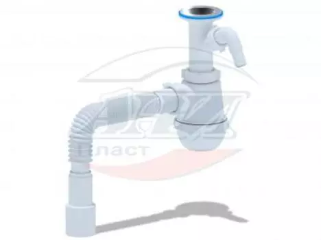 Сифон 11/2"х40 нерж выпуск с отводом и гофрой 40/50 АНИ Грот А2015