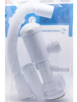 Сифон 2 в 1 для кух. 1.1/2"х40 (вып.с нерж.реш.,с/без отв.для стир.маш.) с г.т. 40х40/50