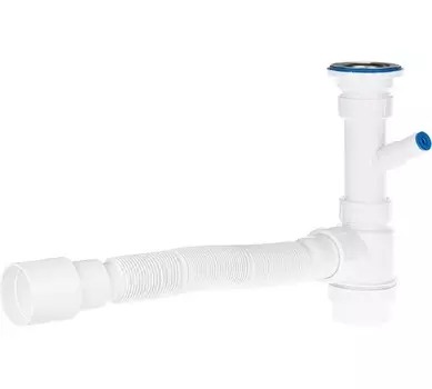 Сифон 2 в 1 для умыв. 1.1/2"х40 (вып.с нерж.реш.,с/без отв.для стир.маш.) с г.т. 40х40/50