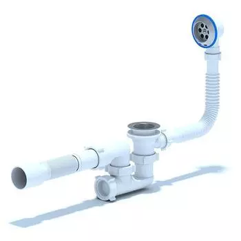 Сифон Ани для ванны клик-клак регулируемый с вып. и переливом с г/т 375х40х50, (сетка)