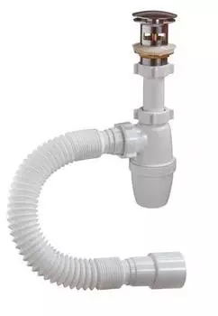 Сифон бутылочный 1 1/4 х 40 с металлическим выпуском "клик-клак", с гибкой трубой 40-40/50 ОРИО