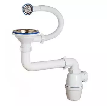 Сифон бутылочный 3 1/2 х 40 ОРИО, с переливом и смещенным сливом ( универсальный перелив )