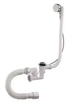 Сифон для ванны 11/2" 40 "S" регулир , п/а , с переливом и гибкой трубой 40/50 ОРИО А-27089