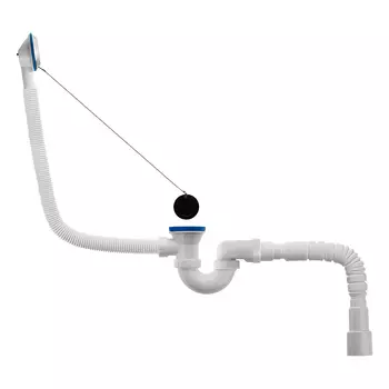 Сифон для ванны прям. 1.1/2"х40 (вып.с нерж. реш.,с пер.60 см,с пробкой и цеп.),с г.т. 40х40/50