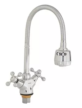 Смеситель ARCO кухня маховик крест, с гайкой, гибкий излив ХРОМ, А48(1)07CHR, 14685