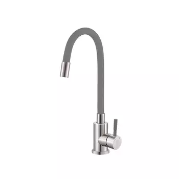 Смеситель "ARGO" для кухни SOLID серый, пластичный излив