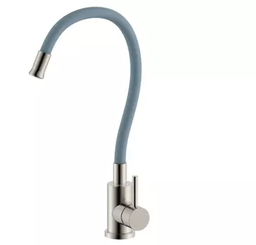 Смеситель Balear для кухни серый с гибким изливом нержавеющая сталь