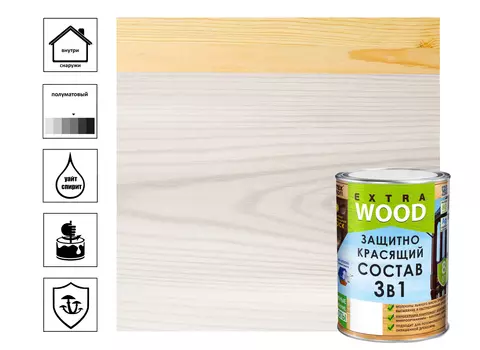 Состав защитно-красящий 3в1 FARBITEX PROFI WOOD EXTRA, белый, 0,8 л
