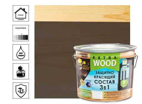 Состав защитно-красящий 3в1 FARBITEX PROFI WOOD EXTRA, палисандр, 3 л