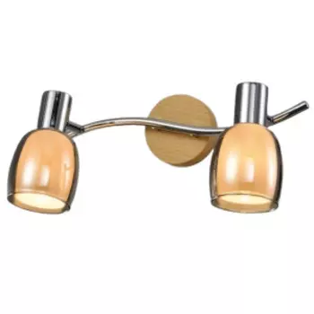 Спот РОСТОК 19811/2 CH+WOOD 2x40W E14 h130 хром/дерево