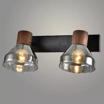 Спот РОСТОК 22520/2 BK+BR 2x40W E27 h140 черный/коричневый