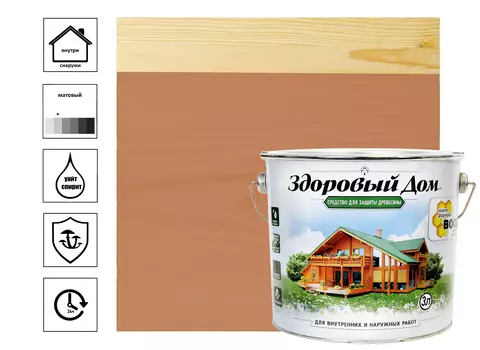 Средство деревозащитное Лакра Здоровый дом 3 л, махагон