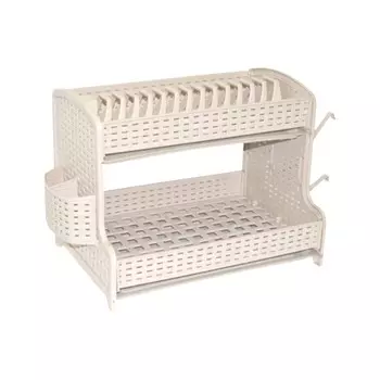Сушилка для посуды "Ротанг" 2-х ярусная, слонновая кость