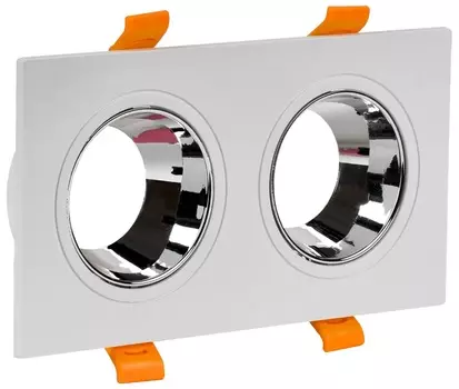Светильник IEK 4108 встраиваемый поворотный 2хGU10 белый/хром